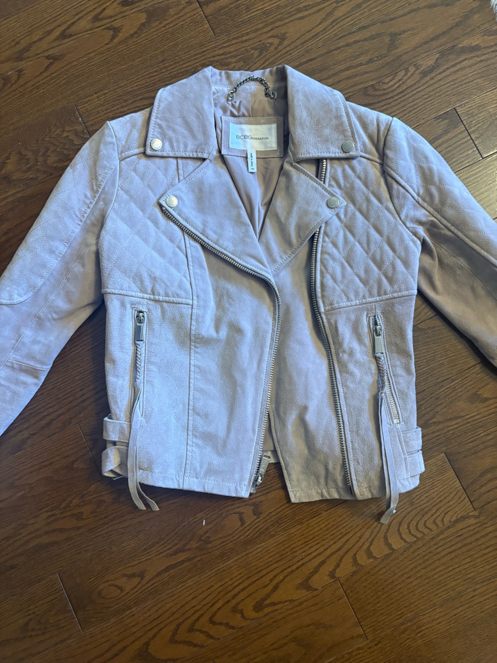 BCBGMAXAZRIA blush pink  Suede Moto Jacket